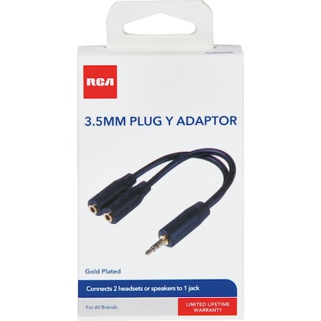 Rca 3 In. Single 3.5 mm Male Double 3.5 mm Female Y-Adapter AH202DEV